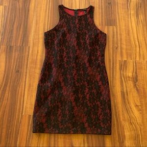 Red & black body con dress